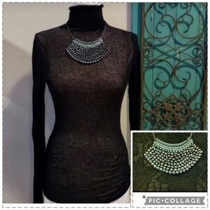 Anthropologie Fabric  Beaded Bib necklace